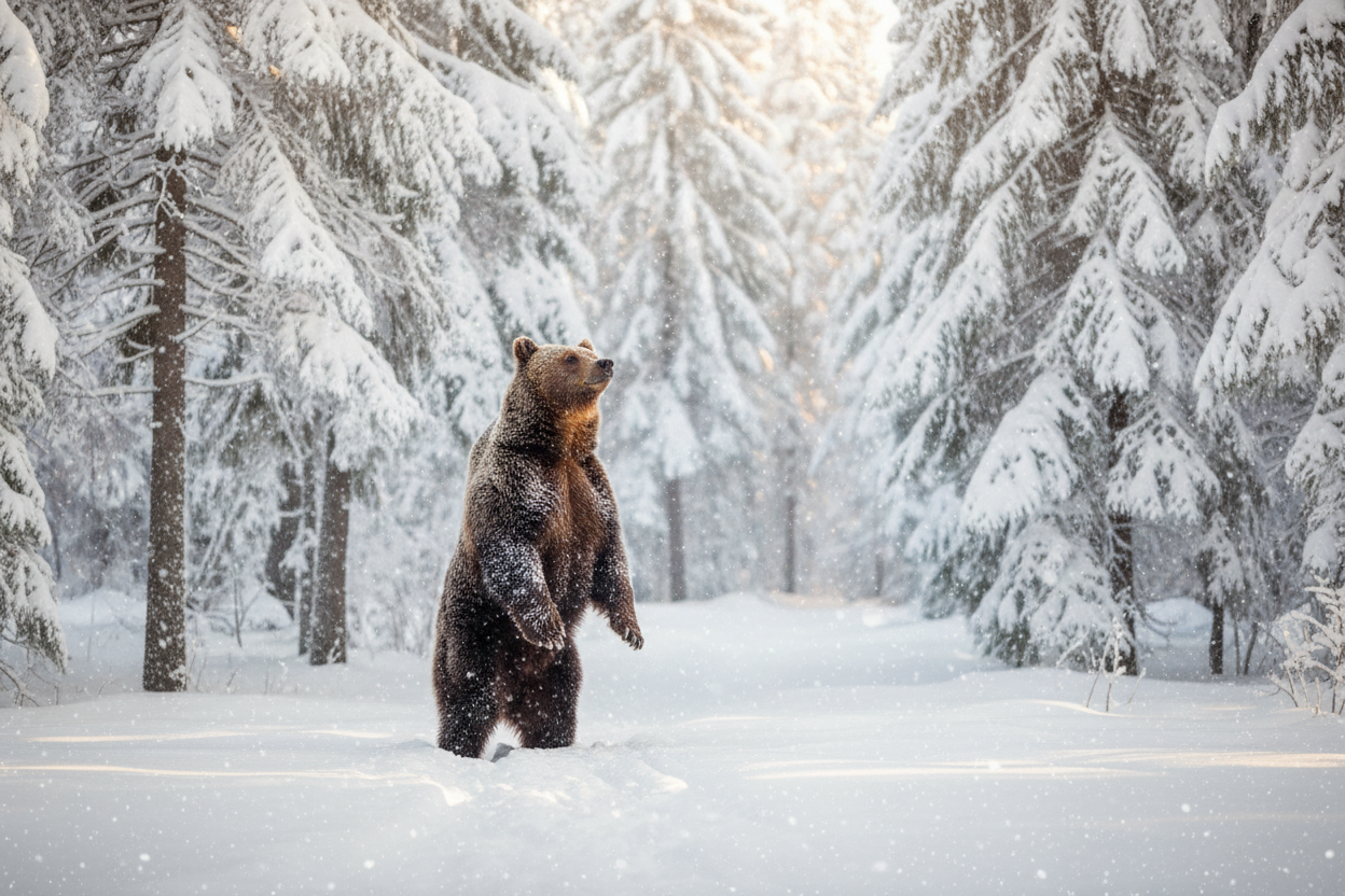 can i get a bear in winter forest 